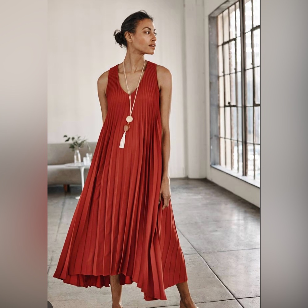 J.JIll Wearever Woven Sunburst - Pleated Elliptical Dress NWT Womans Size S